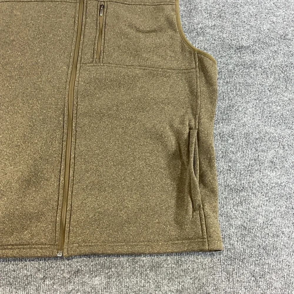 IZOD Vest Mens XXL Brown Full Zip Fleece Performance Casual Outdoor Lightweight